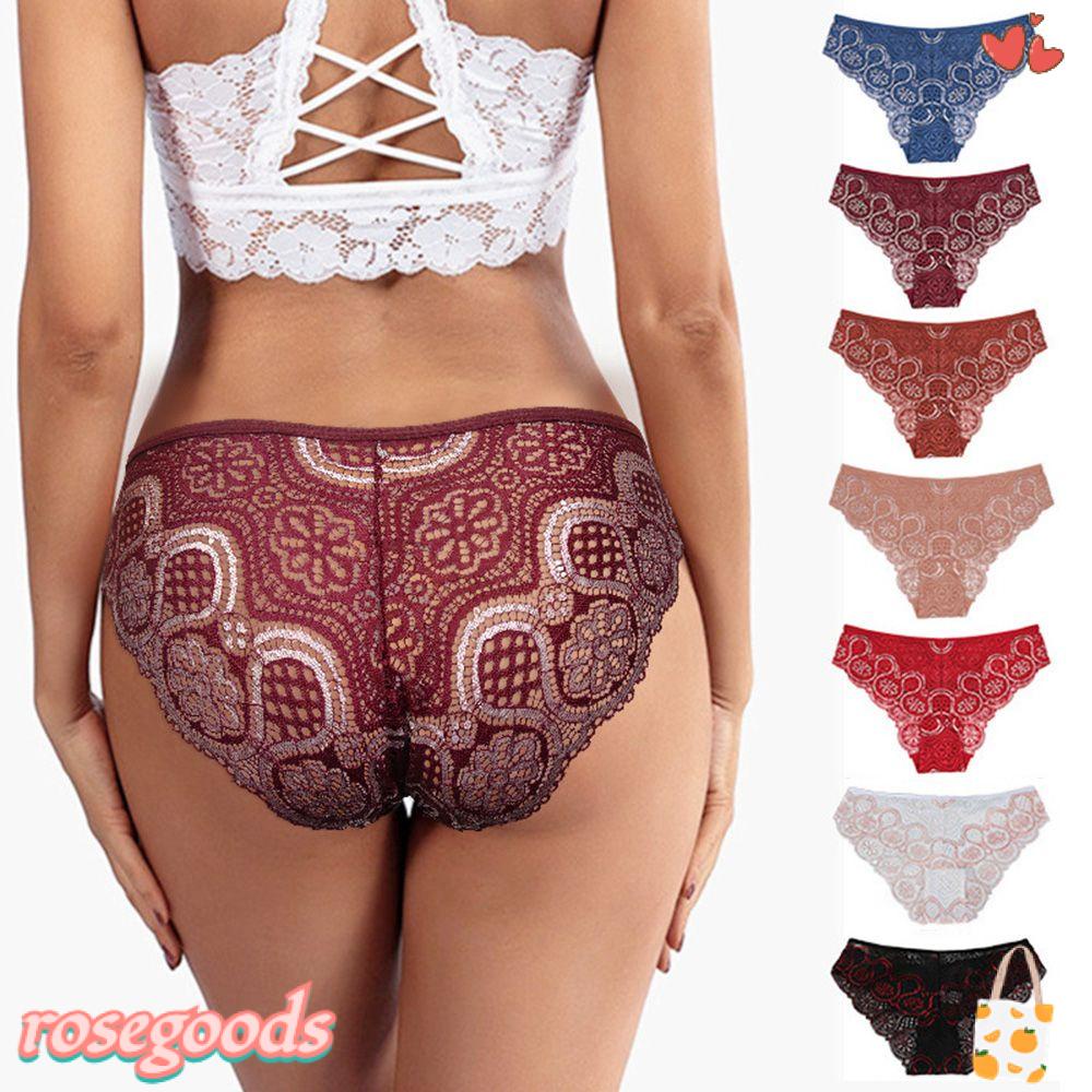 Quần Lót Nữ Lưng Thấp Phối Ren Hoa Hồng Nâng Hông Gợi Cảm