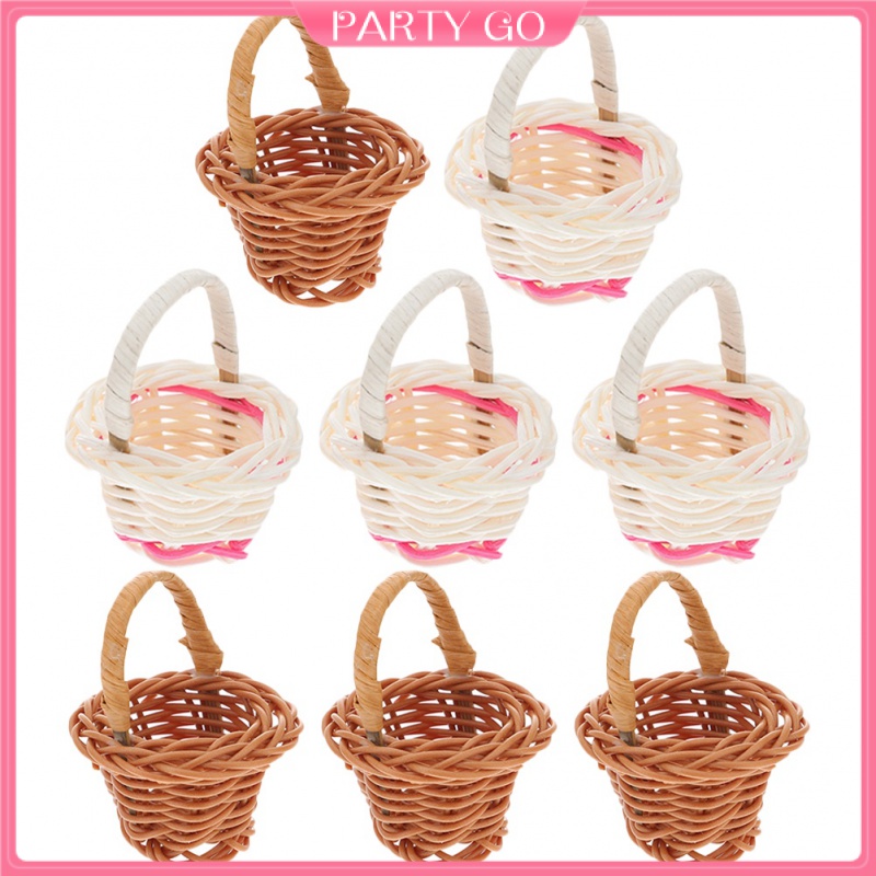 Set 8 Giỏ Bện Đựng Kẹo / Socola Trang Trí Có Tay Cầm