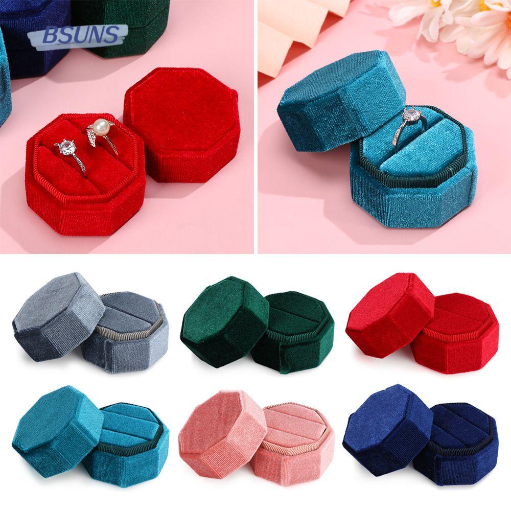 Hộp Đựng Trang Sức Hình Bát Giác Bằng Vải Nhung Sang Trọng