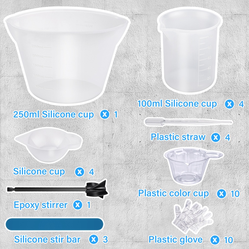 Cốc Đo Lường Silicone 250 &amp; 100Ml Làm Đồ Trang Sức