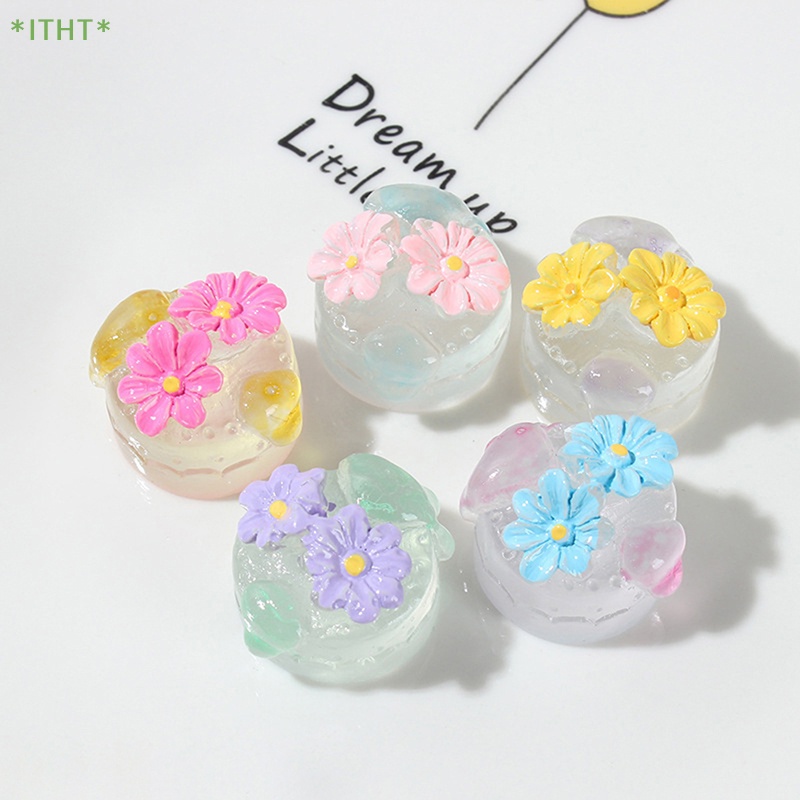 Bộ 2 Gel Dạ Quang Hình Bánh Kem / Thức Ăn / Trang Sức / Móc Khóa Trang Sức / Điện Thoại Mini DIY Mới