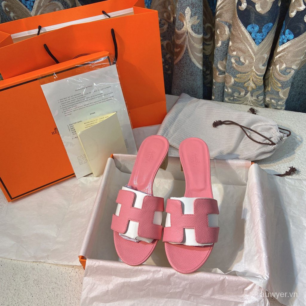 HER Dép Sandal Bằng Da Thật Đế Bằng 5CM Thời Trang Mùa Hè 2023