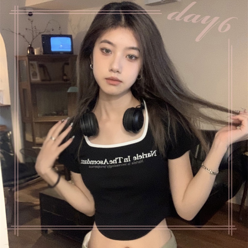 Áo Thun Tay Ngắn In Chữ Phong Cách Hàn Quốc Thời Trang Cho Nữ