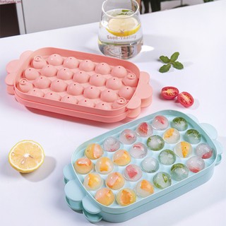 Khuôn đá viên tròn 26 lỗ khuôn Hộp làm đá khay nhựa có nắp khuôn làm đá