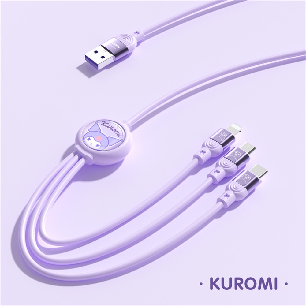 Dây Cáp Sạc Nhanh 5a 1 Trong 3 Tự Động Bật Tắt Hình Nhân Vật Hoạt Hình sanrio Dễ Thương Cho android apple type-c
