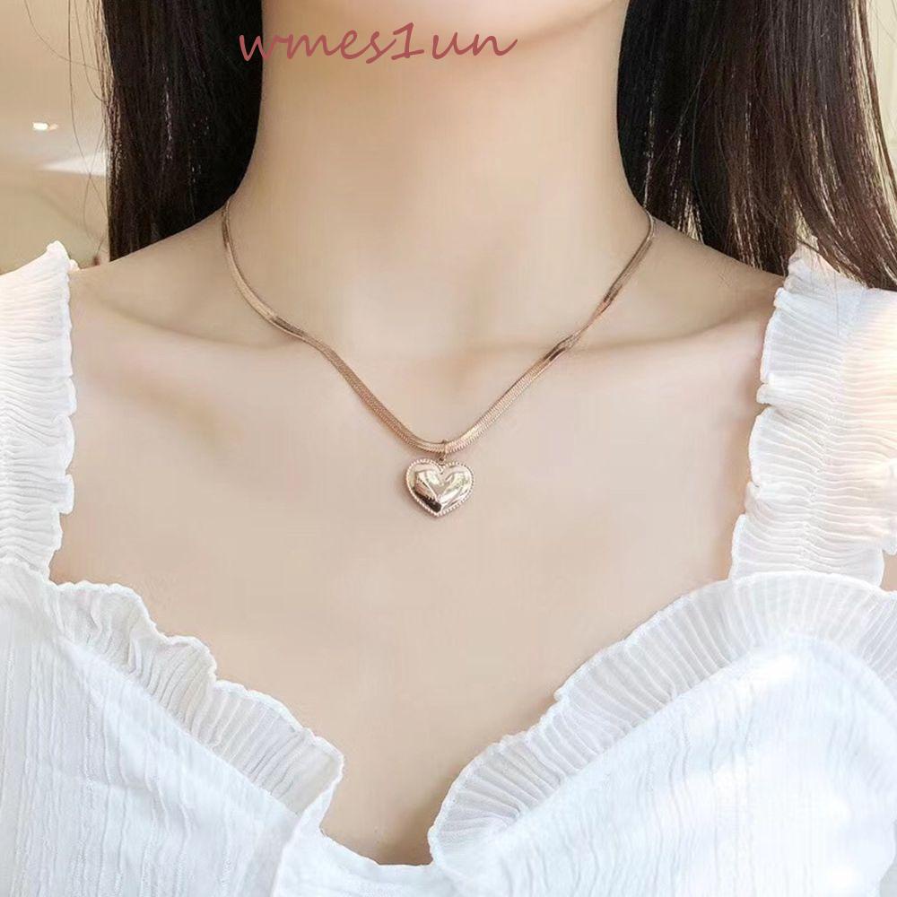 Vòng Cổ Choker Mặt Trái Tim WMES15H Đơn Giản Phong Cách Hip Hop Thời Trang Cho Nữ