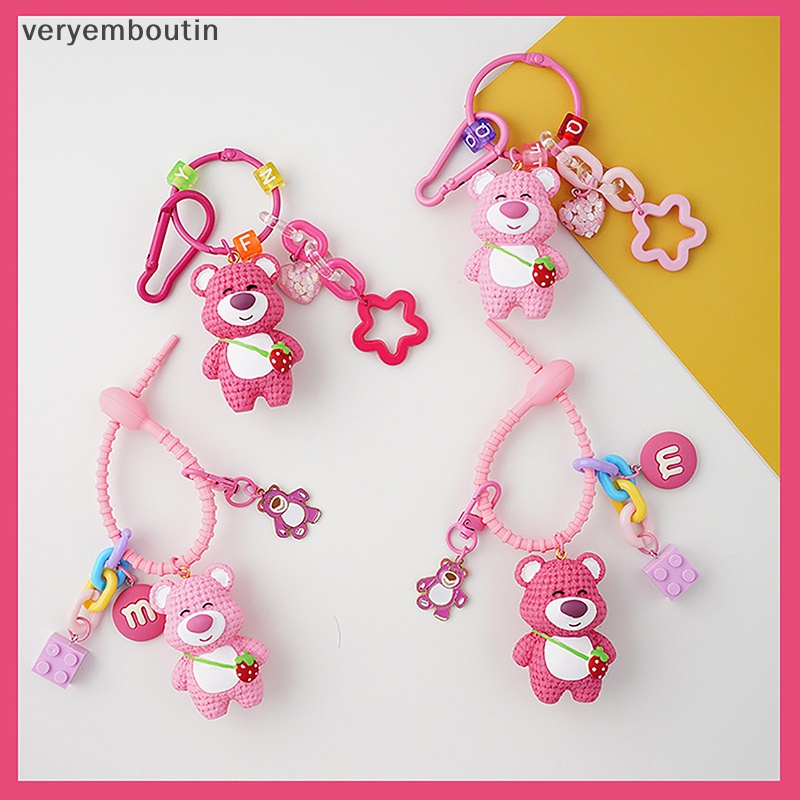 Móc Khóa Hình Gấu Dâu Tây Hoạt Hình Dễ Thương