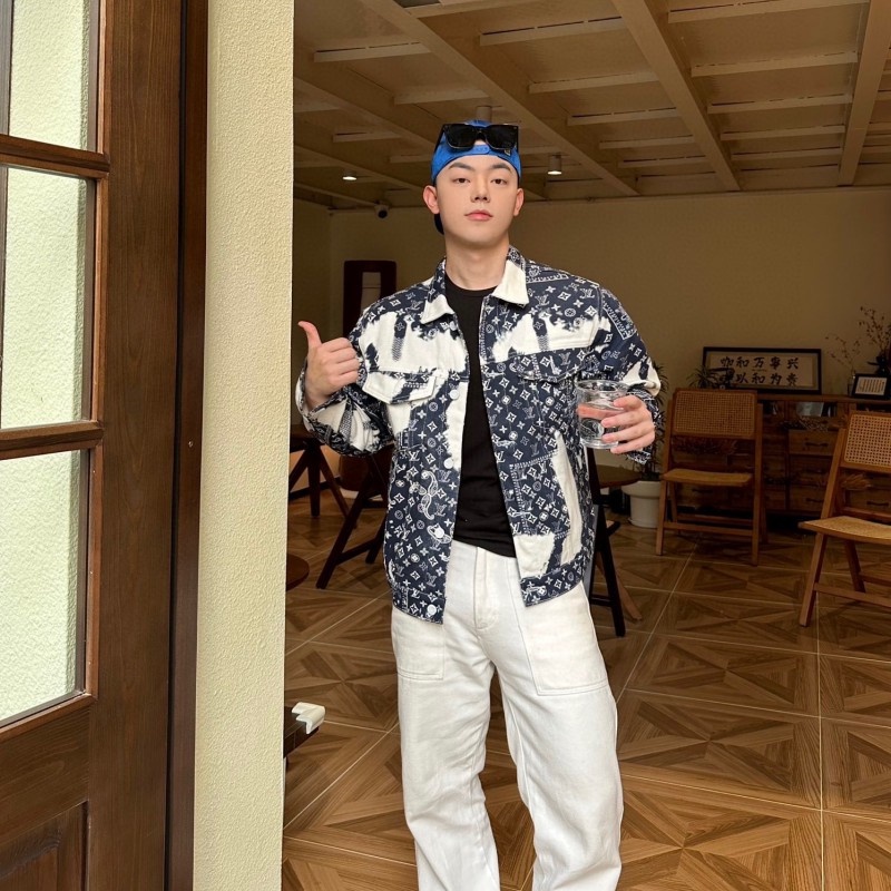 Áo Khoác denim Màu Nhuộm In Logo Hoa Thời Trang Đường Phố Cao Cấp L88v88-Trend Dành Cho Nam Nữ L88V85Eu