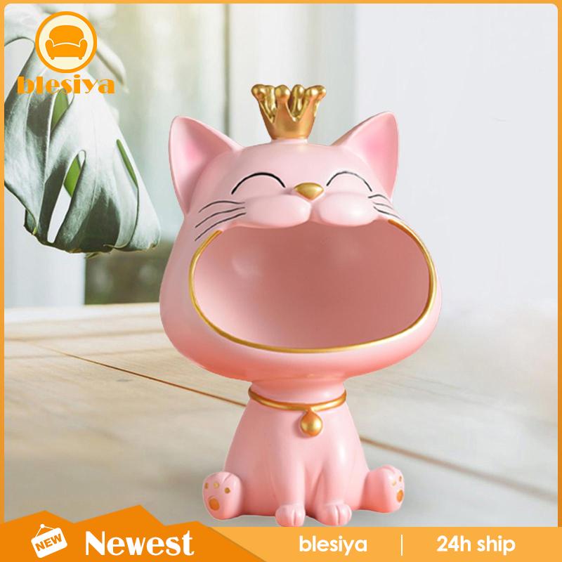[Blesiya] Hộp Đựng Chìa Khóa Tượng Mèo May Mắn Điêu Khắc Bằng Nhựa Resin