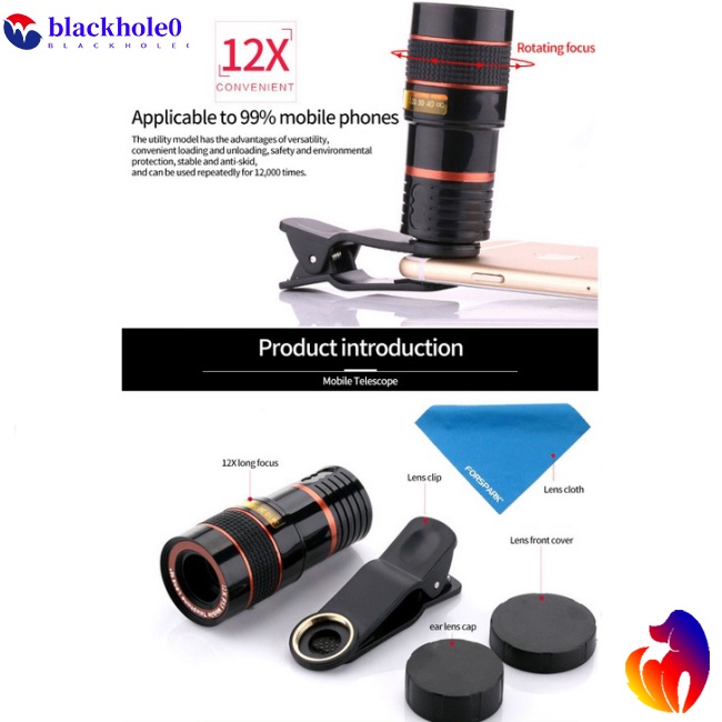 Ống Kính Macro HD Phóng To 12x 8x Có Kẹp Gắn Điện Thoại / Máy Ảnh