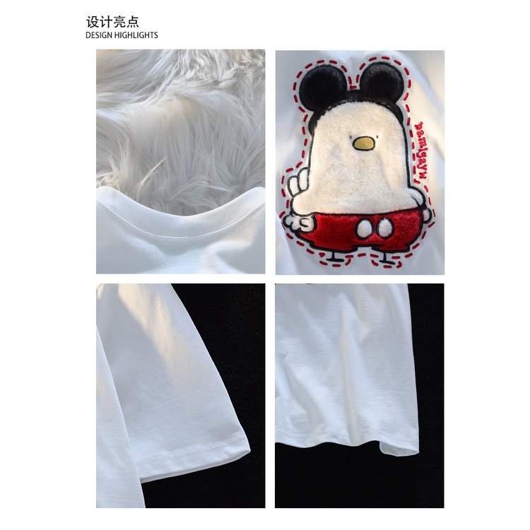 Áo Thun Tay Ngắn Chất Liệu 100% Cotton Cao Cấp Thời Trang Theo Phong Cách Hàn Quốc Cho Nữ