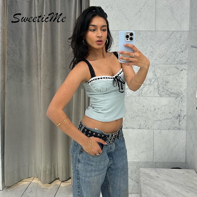 Áo Tank Top Hở Lưng Dáng Ôm Màu Tương Phản Thời Trang 2023 Quyến Rũ Cho Nữ