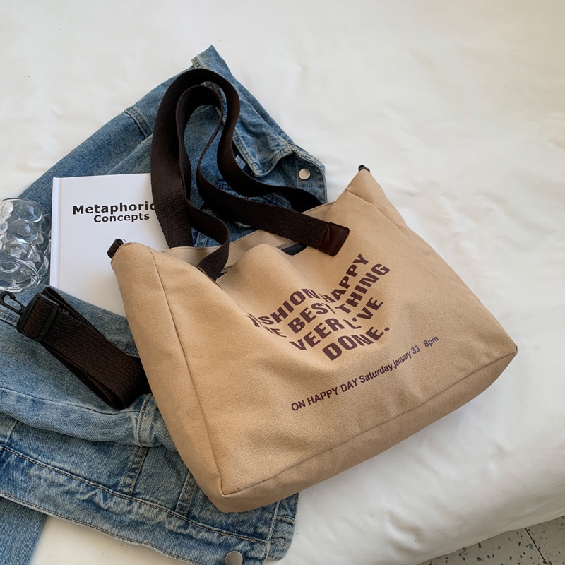 MISCHA Túi Xách canvas Cỡ Lớn Thiết Kế Đơn Giản Thời Trang Hàn Quốc Cho Nữ