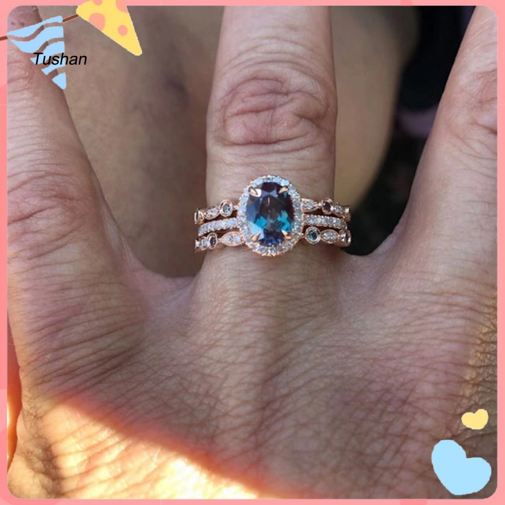 Bộ 3 Nhẫn Đính Đá Phong Cách Vintage Độc Đáo