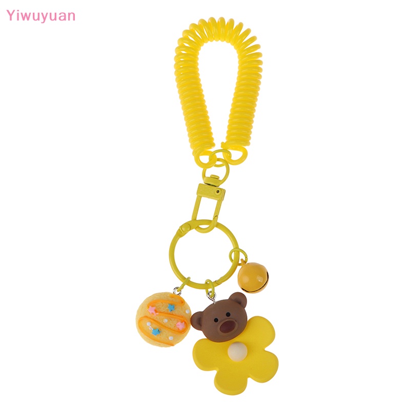 < Yiwuyuan > Móc Chìa Khóa Hình Gấu Bông Hoạt Hình Có Chuông Và Dây Lò Xo Chống Thất Lạc Phụ Kiện Túi Xách Mới