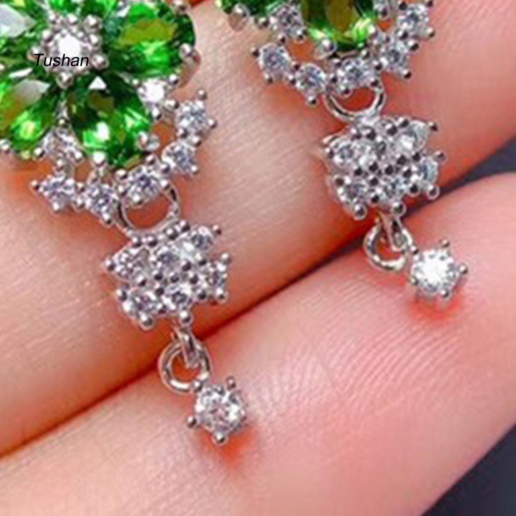 1 Đôi Bông Tai Hình Hoa Đính Đá Trang Nhã Dành Cho Nữ