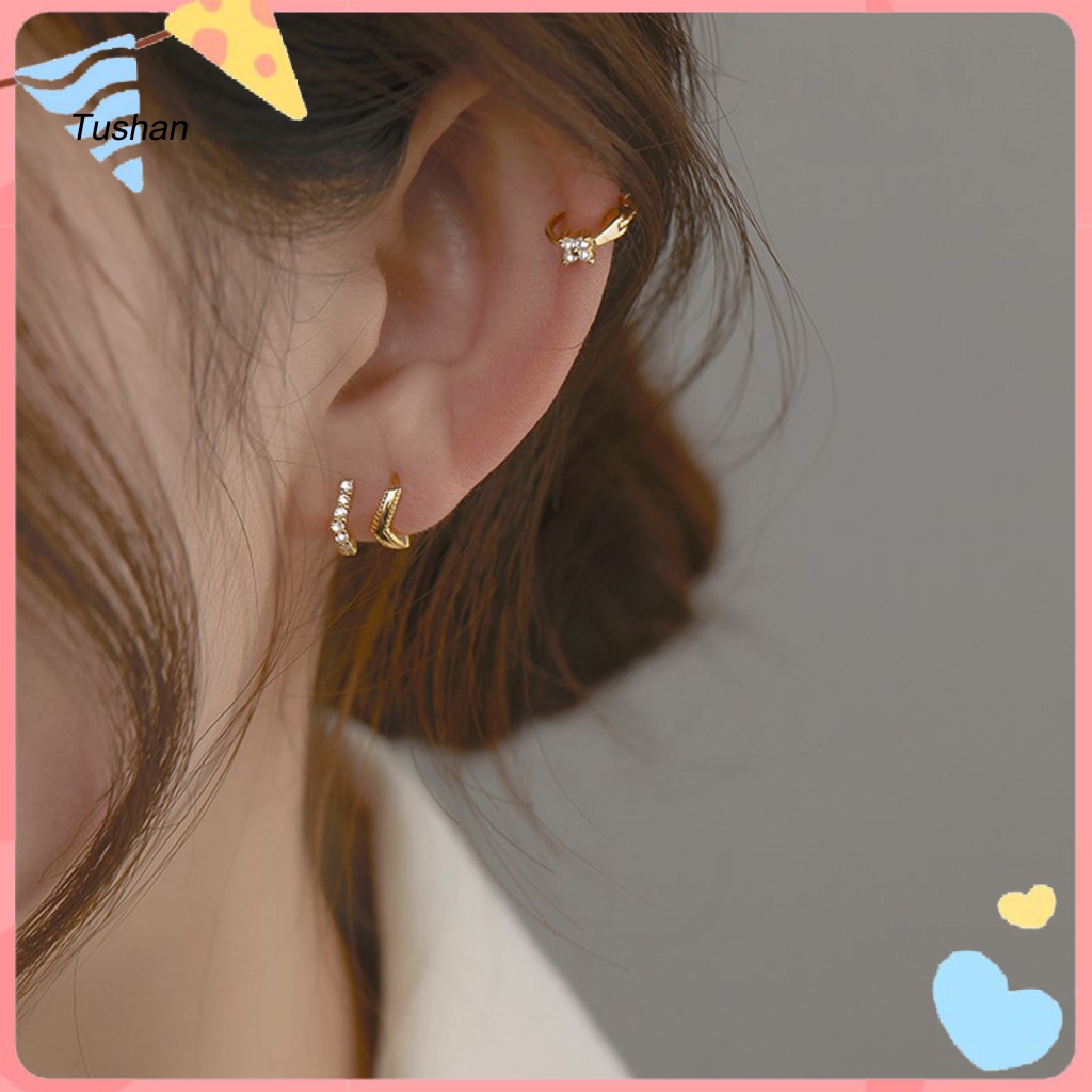 1 Cặp Khuyên Kẹp Vành Tai Bằng Đồng Đính Đá Tinh Tế Cho Nữ