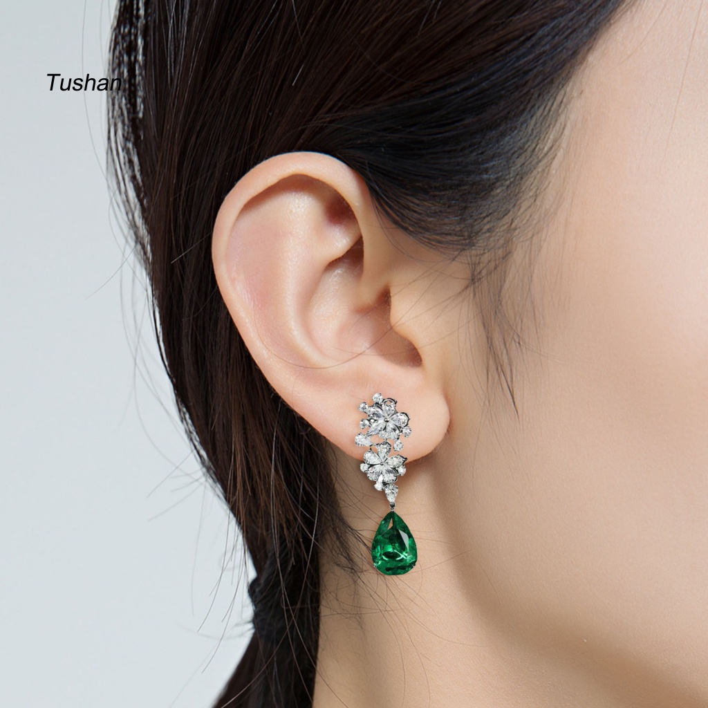 1 Đôi Bông Tai Hình Giọt Nước Họa Tiết Hình Học Thời Trang