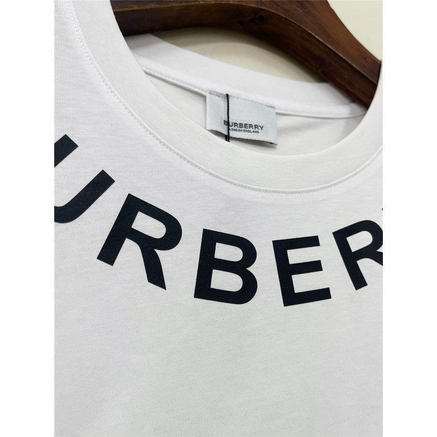 Áo Thun cotton Ngắn Tay Cổ Tròn In Hình Burberr Cá Tính Dành Cho Nam / Size S-4XL