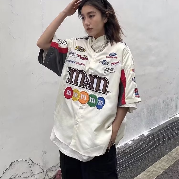 Áo Thun polo Tay Ngắn Thêu Họa Tiết Phong Cách Hip Hop Thời Trang Mùa Hè Cho Nữ