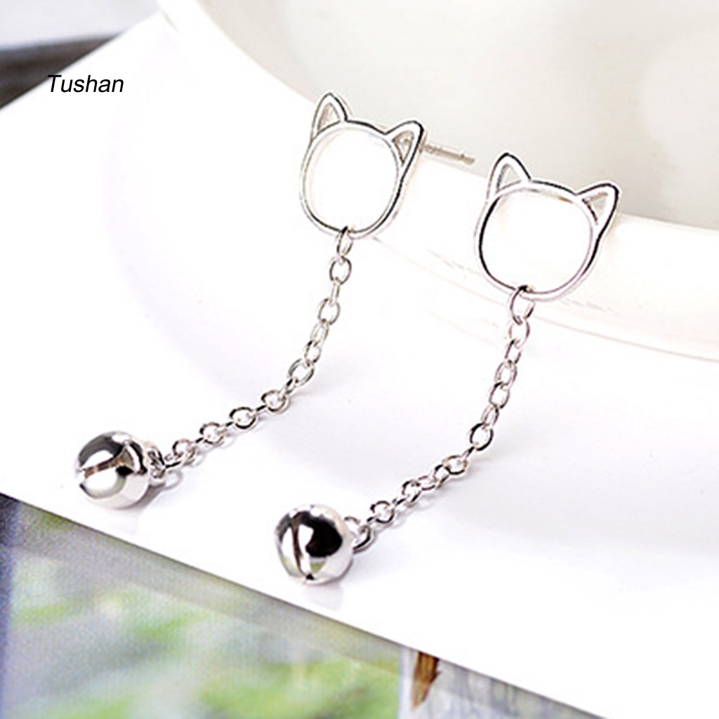 1 Đôi Khuyên Tai Hình Mèo Bằng Đồng Dễ Thương