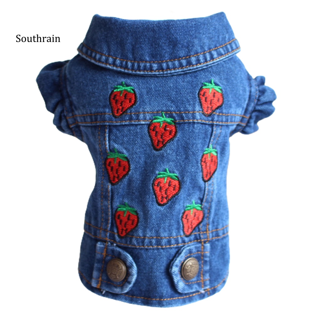 Áo Denim Không Tay Cổ Bẻ Thân Thiện Với Da Mùa Xuân Cho Cún Cưng