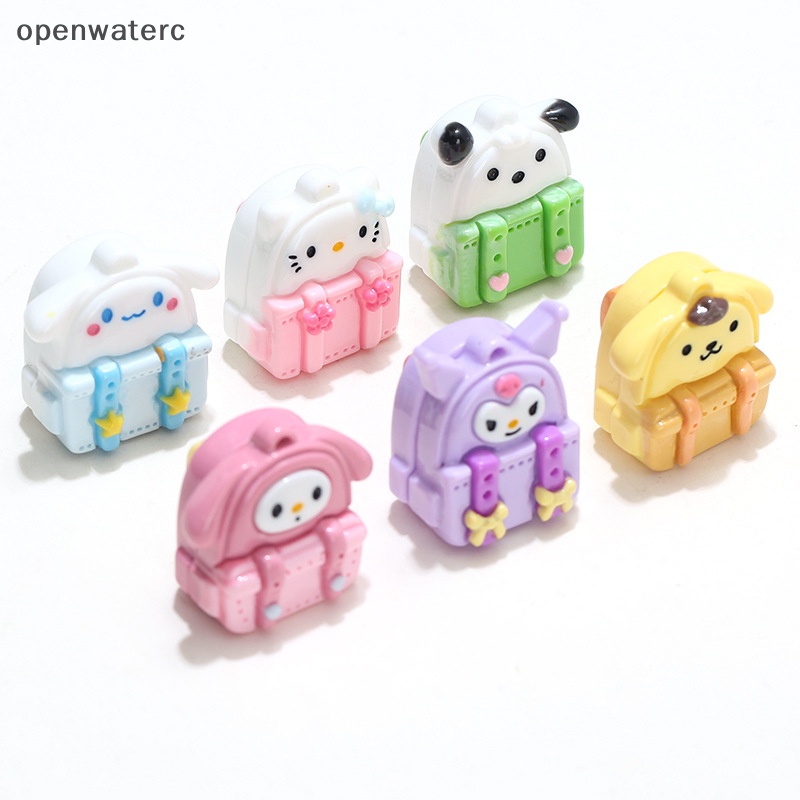 Set 2 Túi Đi Học Nhỏ Bằng Nhựa Resin Sơn Họa Tiết Hoạt Hình 3D Diy Trang Trí Nhà Búp Bê vn