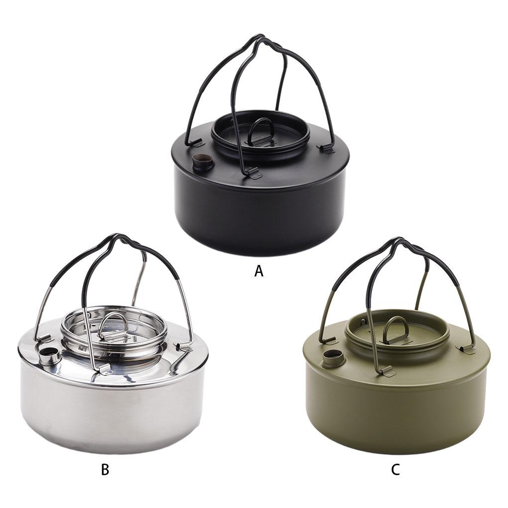 Ấm Trà Bằng Thép Không Gỉ Có Tay Cầm Chống Bỏng Tiện Dụng Mang Theo Du Lịch Dã Ngoại