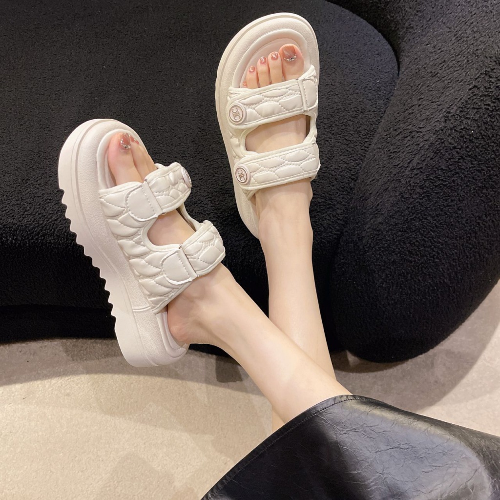 Sandal Quai Dán Đế Phẳng Dày Dặn Phong Cách Thời Trang Mới Có Size Lớn 35-43 Dành Cho Nữ