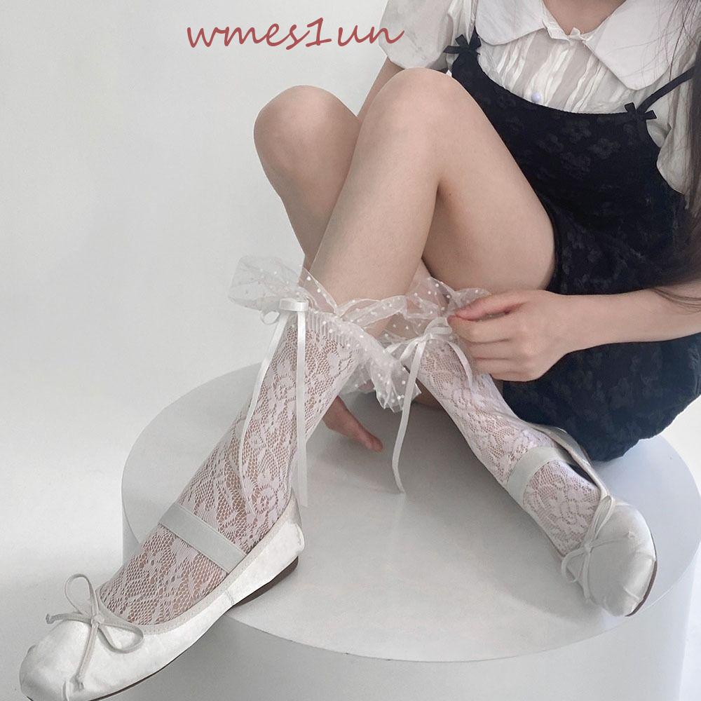 Vớ Ống Lửng Đính Nơ Rỗng Thoải Mái Kiểu Lolita Nhật Bản Dễ Thương WMES15H