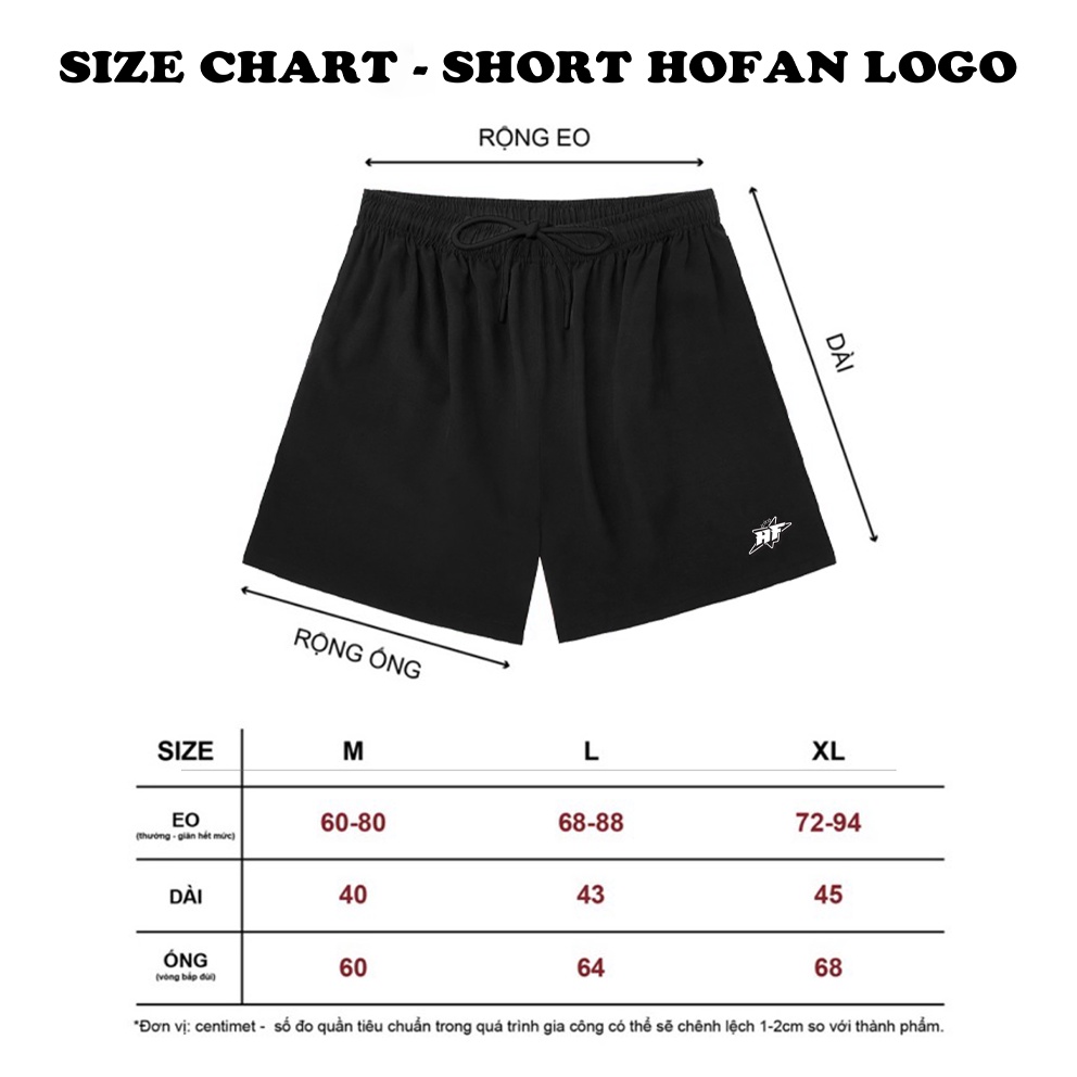 Quần short dù gió thể thao HOFAN LOGO BASIC form trên đầu gối siêu nhẹ thoải mái chống nước có lót lưới