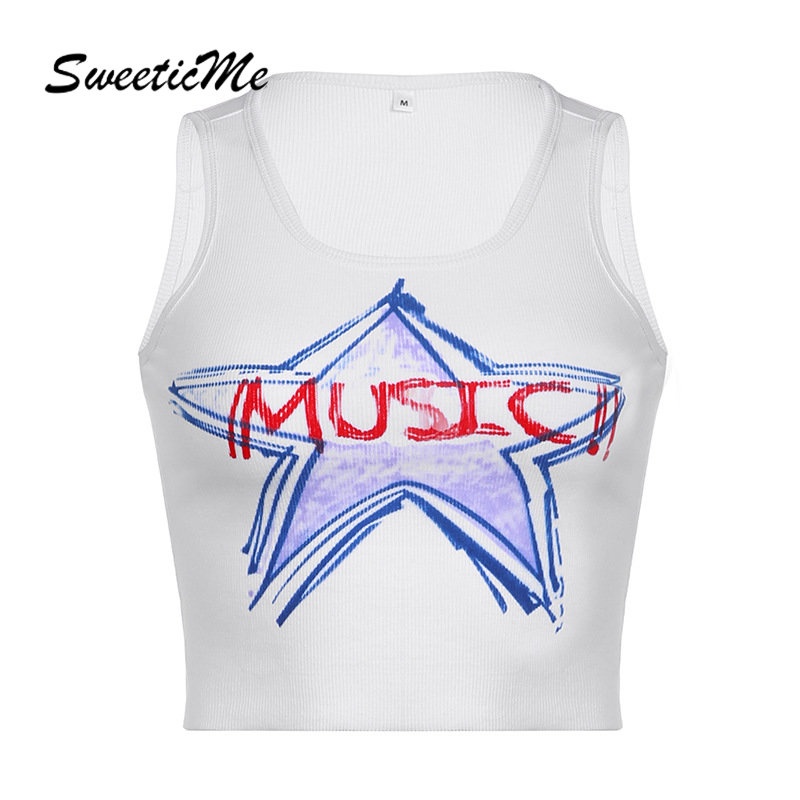 Áo Tank Top Cổ Tròn Dáng Ôm In Họa Tiết Thời Trang 2023 Cho Bạn Gái