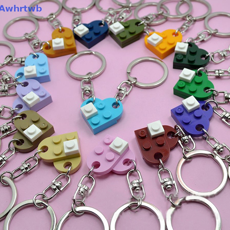 1 / 2 Cặp / 2 Móc Khóa Tình Bạn Hình Viên Gạch Trái Tim Dễ Thương Mới