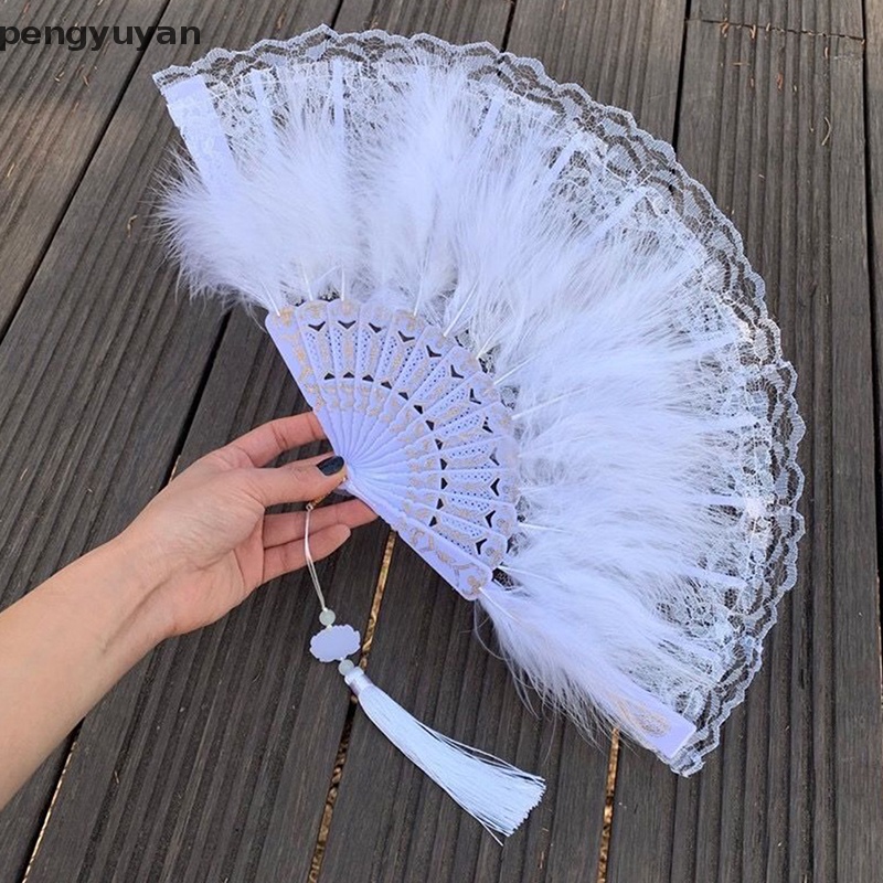 [pengyuyan] Quạt Xếp Lông Vũ Lolita Nhật Bản Ngọt Ngào Tòa Án Nhảy Múa Gothic Có Mặt Dây Chuyền Trang Trí Tiệc Cưới [Mới