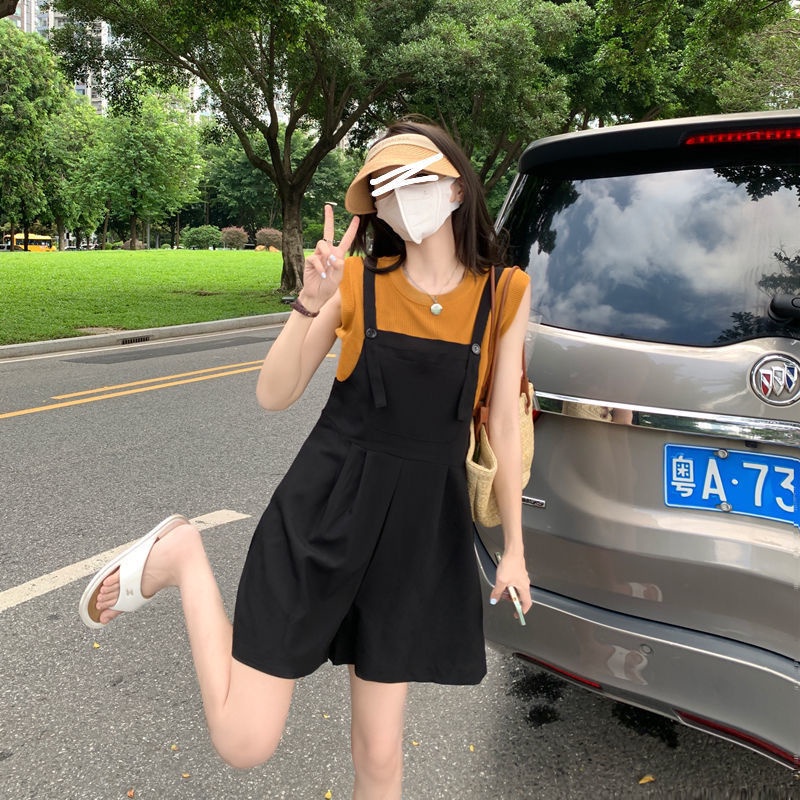 COZOK Bộ Áo Hai Dây + Quần baggy Eo Cao Màu Trơn Hợp Thời Trang