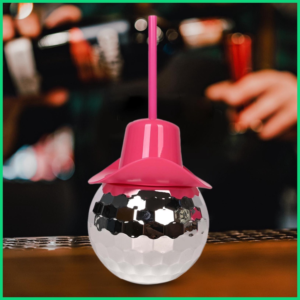 Cốc Cao Bồi Disco Có Nắp Và Ống Hút Kim Tuyến Vui Nhộn Tái Sử Dụng Được Cho jiwvn Jwvn