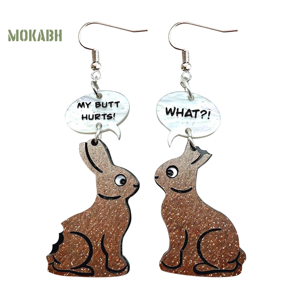 1 Đôi Bông Tai Hình Thỏ Hoạt Hình Bằng Acrylic Quyến Rũ