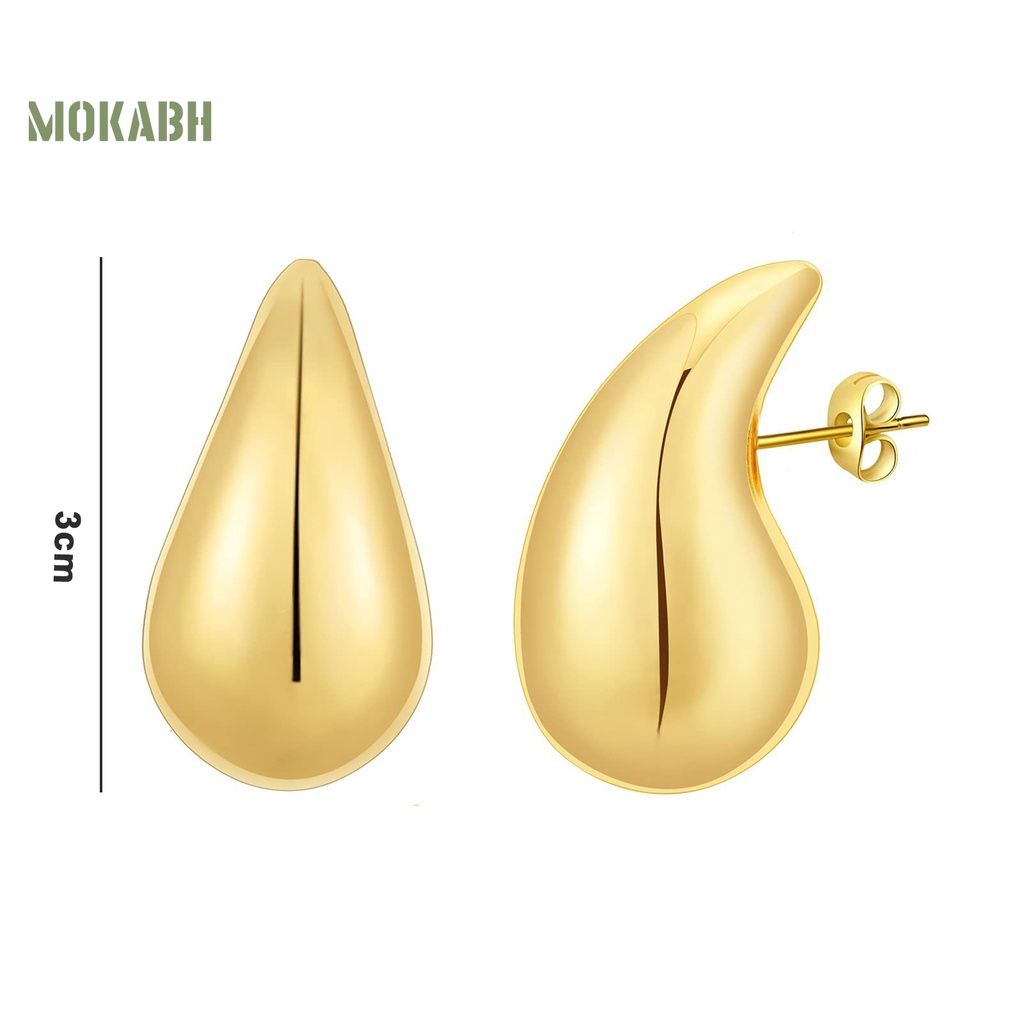 1 Đôi Bông Tai Hình Giọt Nước Màu Vàng Kim Không Gây Dị Ứng Phong Cách Retro Thời Trang Dành Cho Nữ