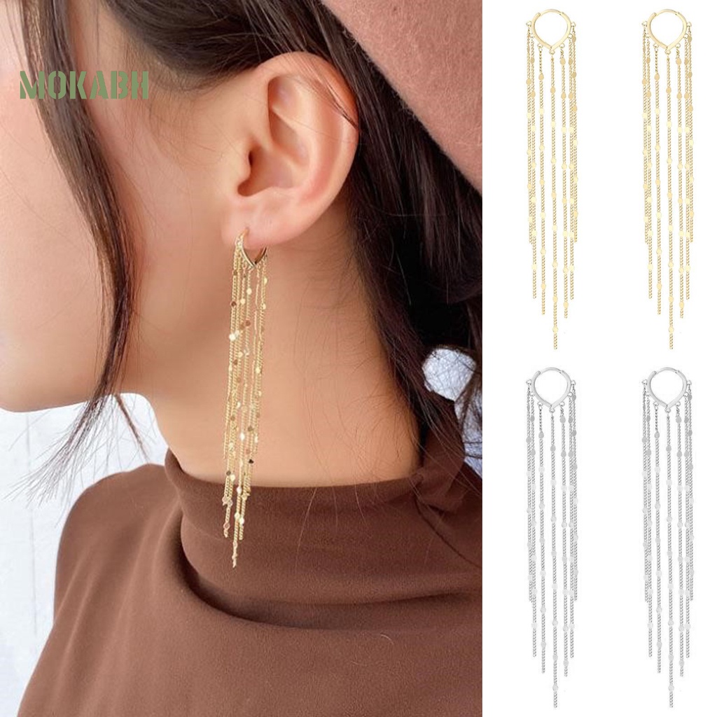 1 Đôi Bông Tai Dáng Dài Đính Kim Sa Hình Trái Tim Phong Cách Bohemian Thời Trang Cho Nữ