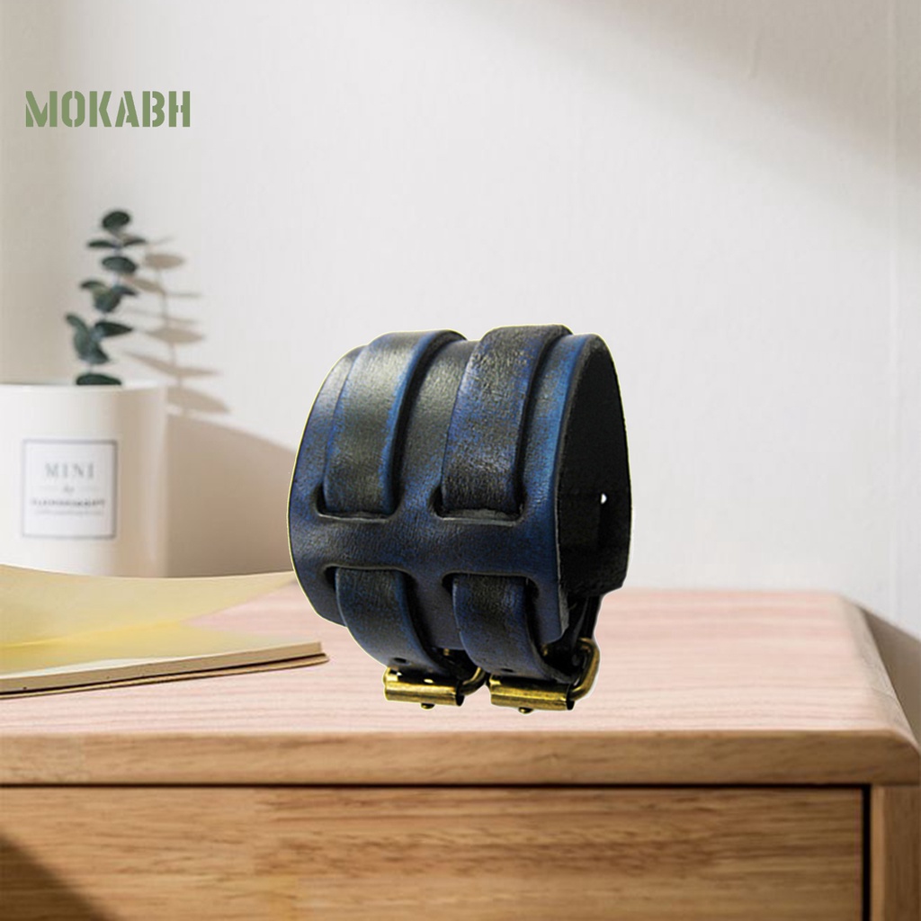 Vòng Tay Giả Da 2 Lớp Bản Rộng Tùy Chỉnh Thời Trang Cho Nam