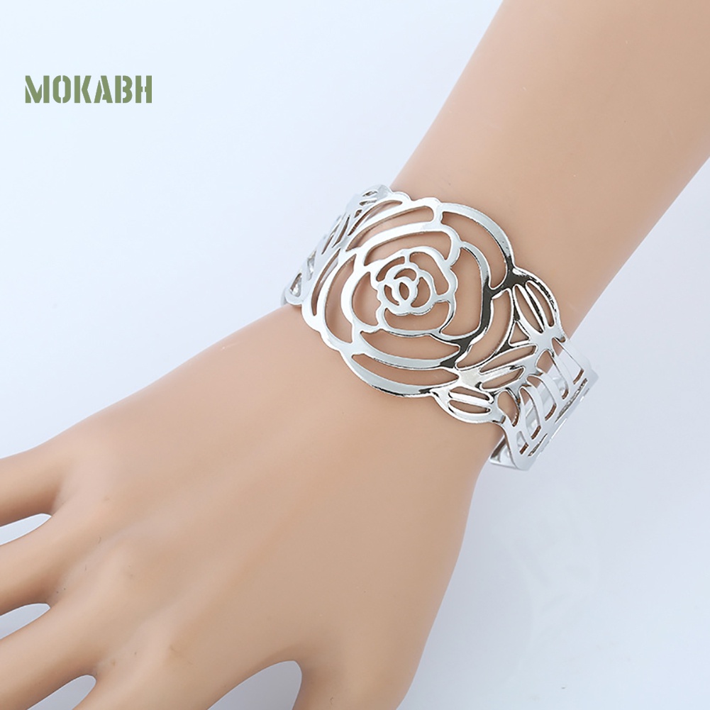 Vòng Tay HợP Kim DạNg Hở HìNh Hoa HồNg ThờI Trang