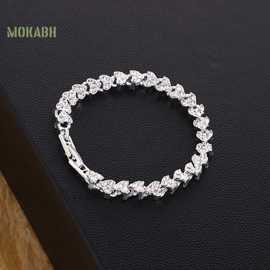 Vòng Tay Giả Pha Lê Họa Tiết Trái Tim Lấp Lánh Thời Trang Cho Nữ