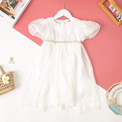 Váy dự tiệc LITIBABY vải voan bóng, đính hạt cườm cho bạn 11kg - 30kg