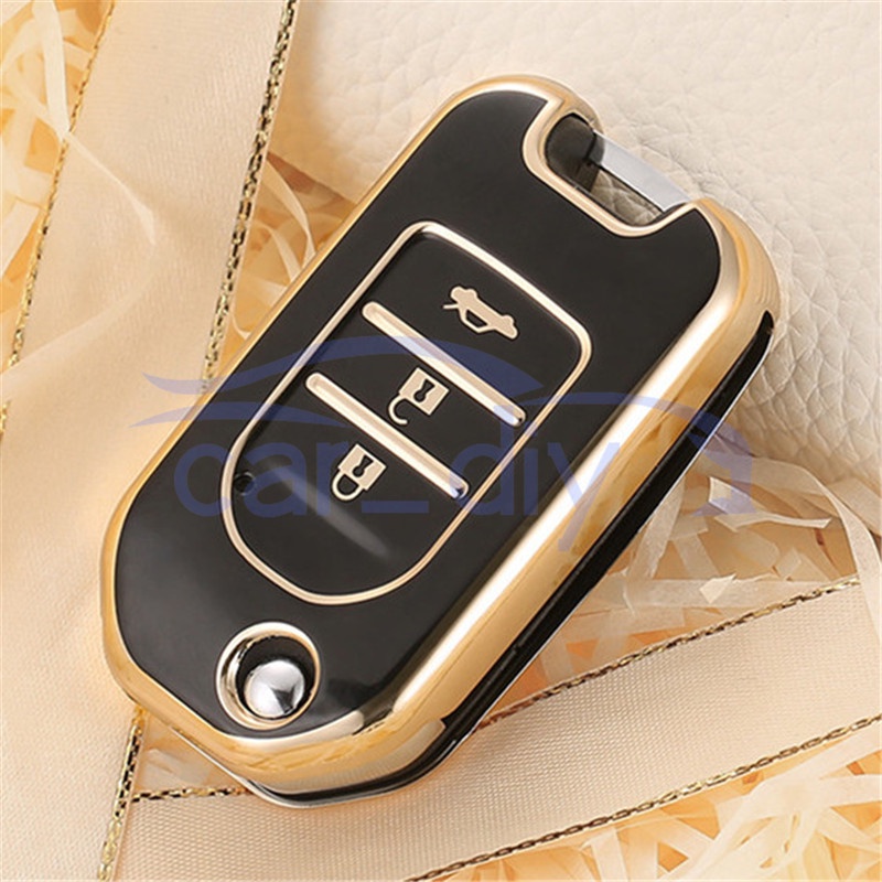 Vỏ Chìa Khóa Điều Khiển Từ Xa Bằng TPU Có Móc Khóa Cho Honda Crider Breeze Fit CRV XRV Vezel Civic Accord City Greiz