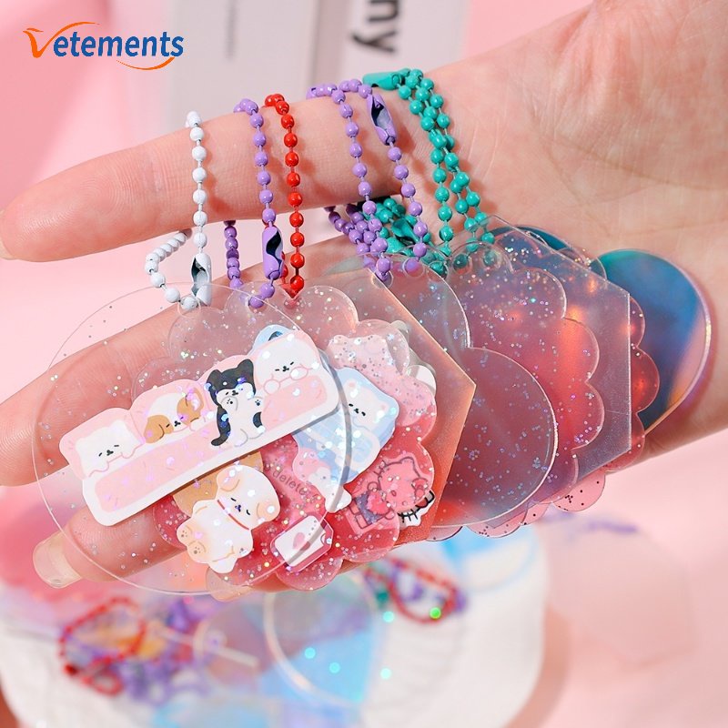 Set 10 Miếng Dán Acrylic Trong Suốt Hình Đĩa Trái Tim Màu Gradient / Lấp Lánh DIY