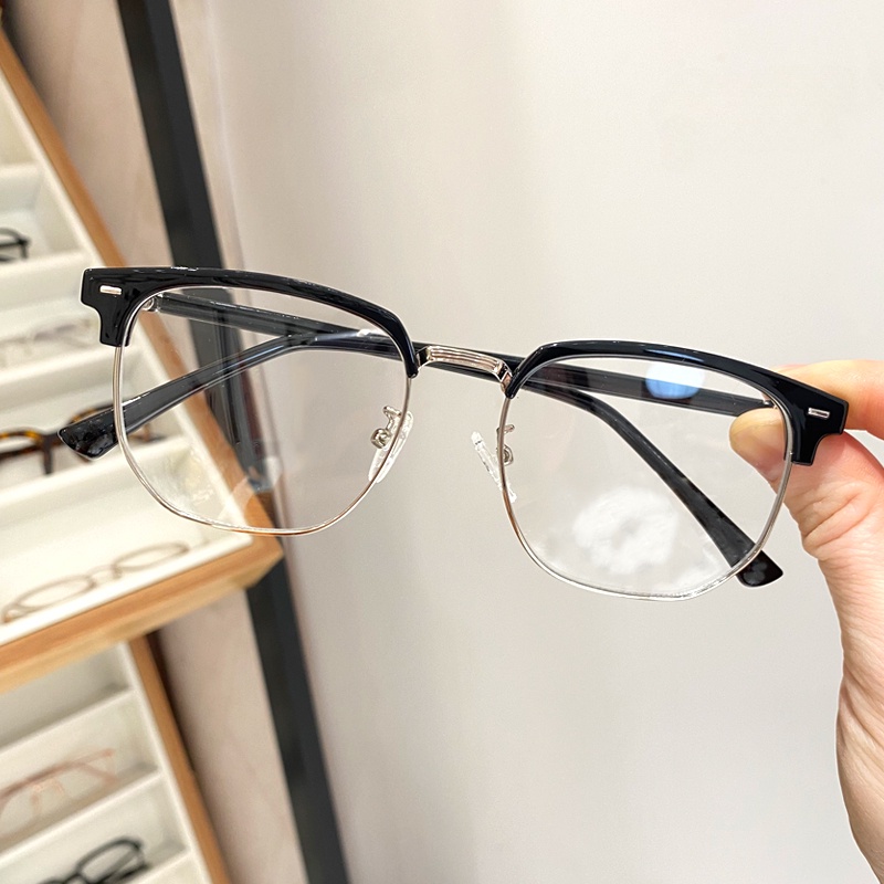 Mắt Kính Nửa Gọng Kim Loại Chống Ánh Sáng Xanh Không Gây Chóng Mặt Chống Mệt Mỏi Phong Cách Retro Cổ Điển Cho Máy Tính