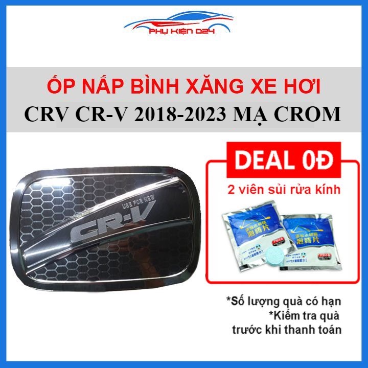 Ốp nắp bình xăng Honda Crv 2018-2019-2023 mạ crom chống trầy trang trí ô tô
