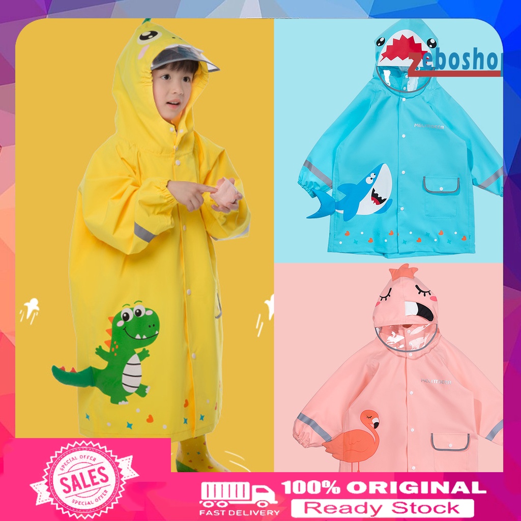Áo Mưa Nhẹ In Họa Tiết Động Vật Hoạt Hình Chống Nước Có Mũ Trùm Cho Bé Mẫu Giáo