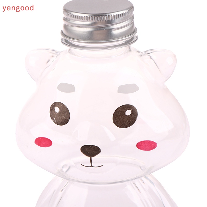 1 Bình Đựng Nước Ép 500ml Bằng Nhựa Dày Trong Suốt In Hình Gấu Hoạt Hình Đáng Yêu