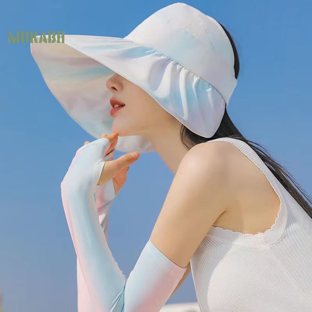 Nón Rộng Vành Thoáng Khí Chống Tia UV Màu Sắc Cầu Vồng Thời Trang Đi Biển Mùa Hè Cho Nữ